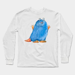 Blue Watercolor Monster Long Sleeve T-Shirt